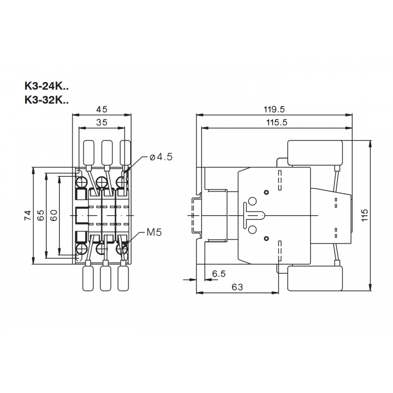 K3-32K00 - Контактор для коммутации конденсаторов до 25 кВАр, 230 В, Benedict