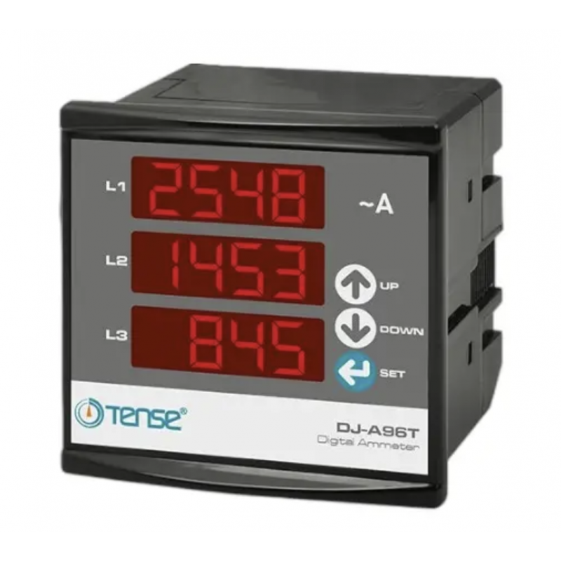 DJ-A96T - Трехфазный амперметр через ТТ, 5.5 А, 97×97, Tense