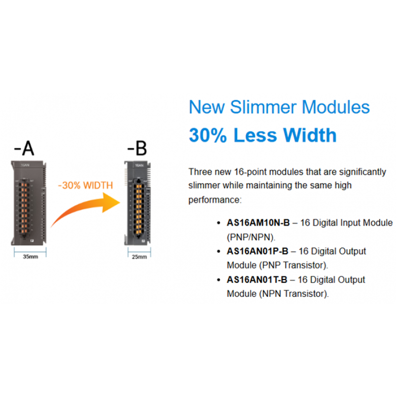 AS16AN01T-B - Модуль дискретных выходов 16DO (NPN) для процессора AS, 5-30V DC, Delta