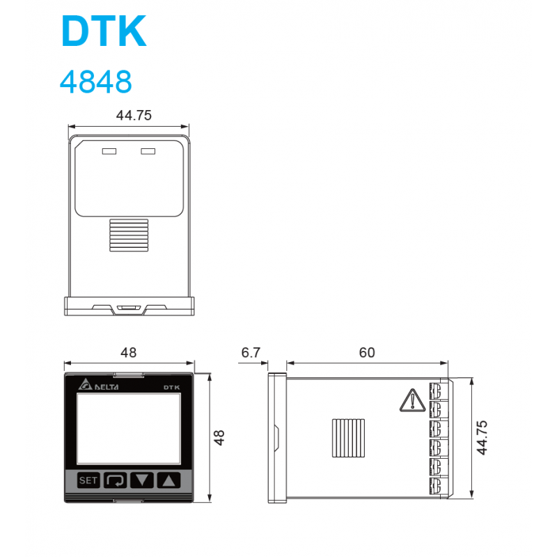 DTK4848V01 - Температурный контроллер с импульсным выходом (SSR), выход Авария, 100-240 В AC. 48х48, IP65, Delta