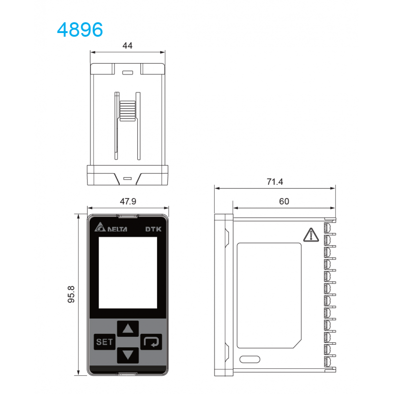 DTK4896V01 - Температурный контроллер с импульсным выходом (SSR), выход Авария, 100-240 В AC. 48х96, IP65, Delta
