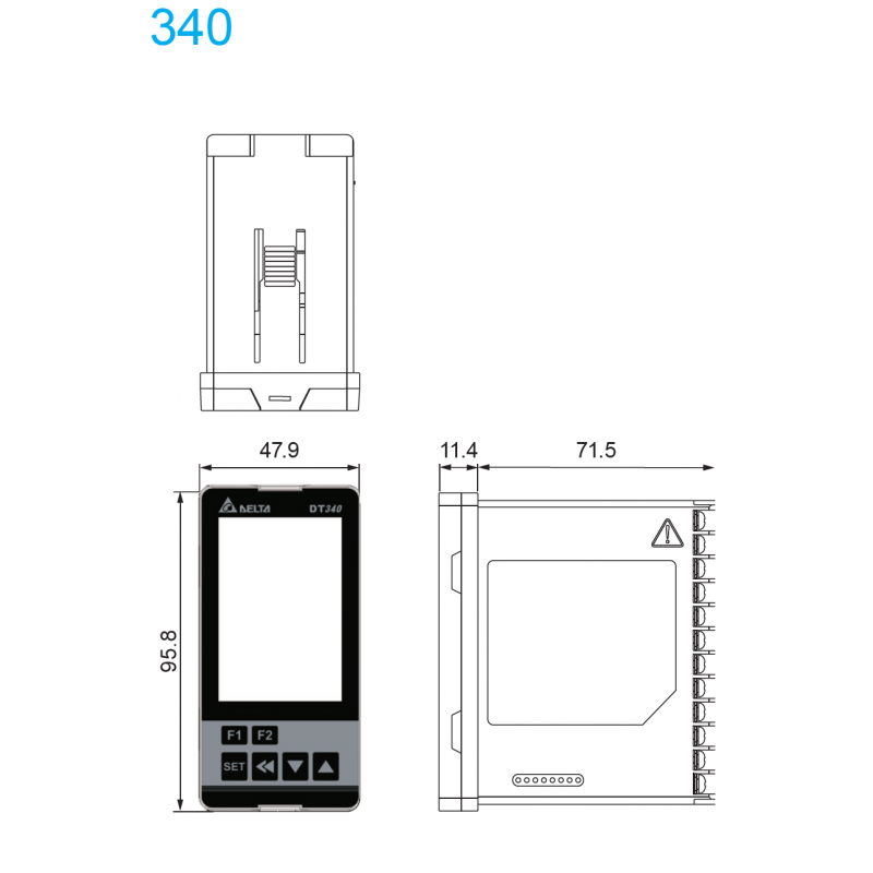 DT340RA-R200 - Температурный контроллер с двумя релейными выходами, 100-240 В AC, RS-485. 72х72, Delta