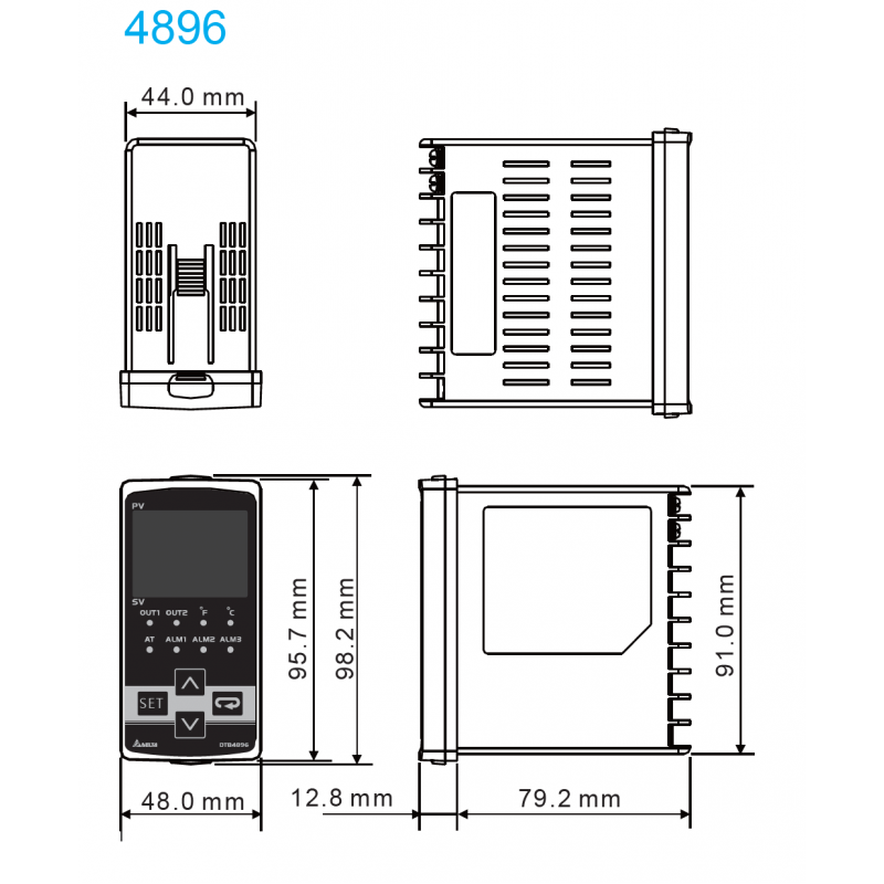 DTB4896RR - Температурный контроллер с двумя релейными выходами, 100-240 В AC. 48х96, IP65, Delta