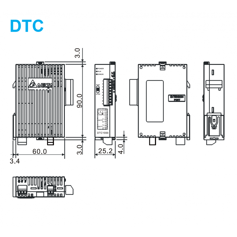 DTC1000R – Модульный температурный контроллер с релейным выходом, 24 В DC. RS-485, Delta