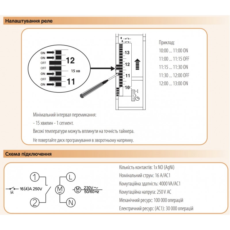 2470297 – Суточный таймер, (Резерв работы) 16А, 220 В АС, ETI