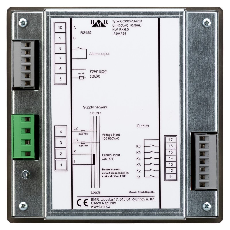Контроллер Реактивной Мощности BMR GCR06RSV230: 6-Канальное управление с мониторингом гармоник и температуры, RS-485