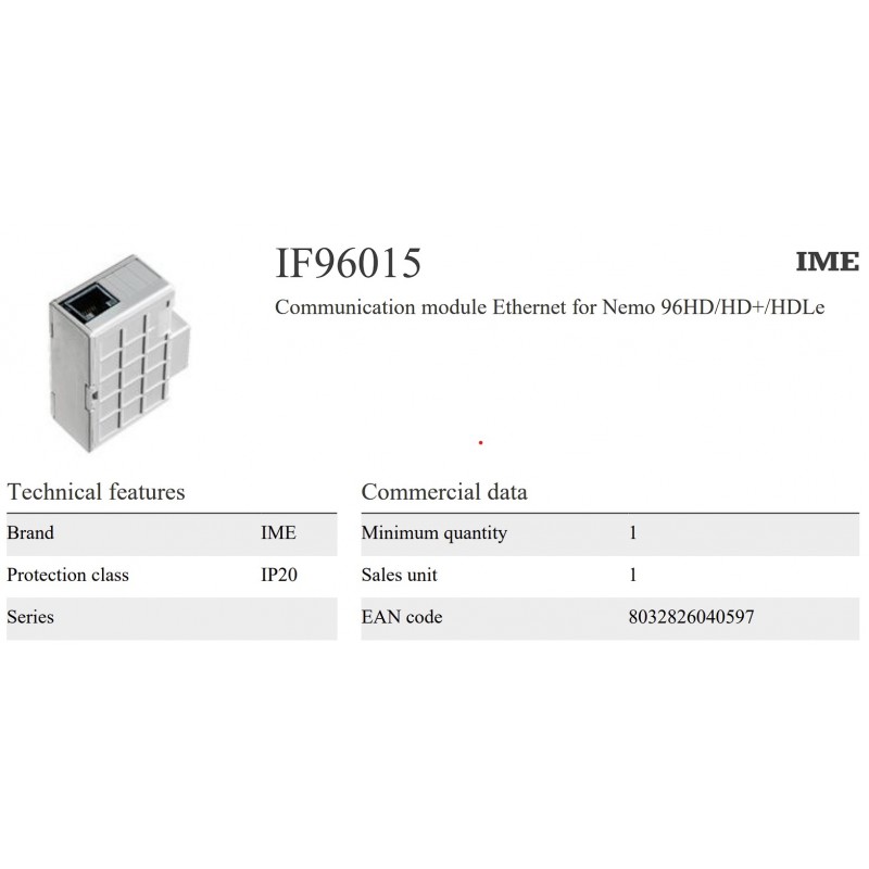 IF96015 - Ethernet-модуль для анализатора электроэнергии Nemo 96 HD/HD+, IME