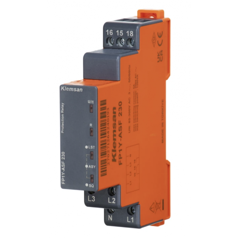 Реле контроля фаз, последовательности и асимметрии до 20%, с нейтралью, Klemsan (FP1Y-ASF)