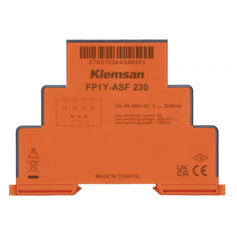 Реле контроля фаз, последовательности и асимметрии до 20%, с нейтралью, Klemsan (FP1Y-ASF)