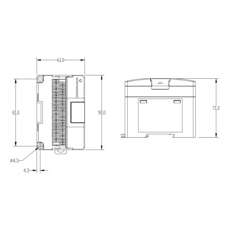 MC100-4TC - Модуль для термопары типа TC, 4 температурных входа 4АІ для MC100, Megmeet