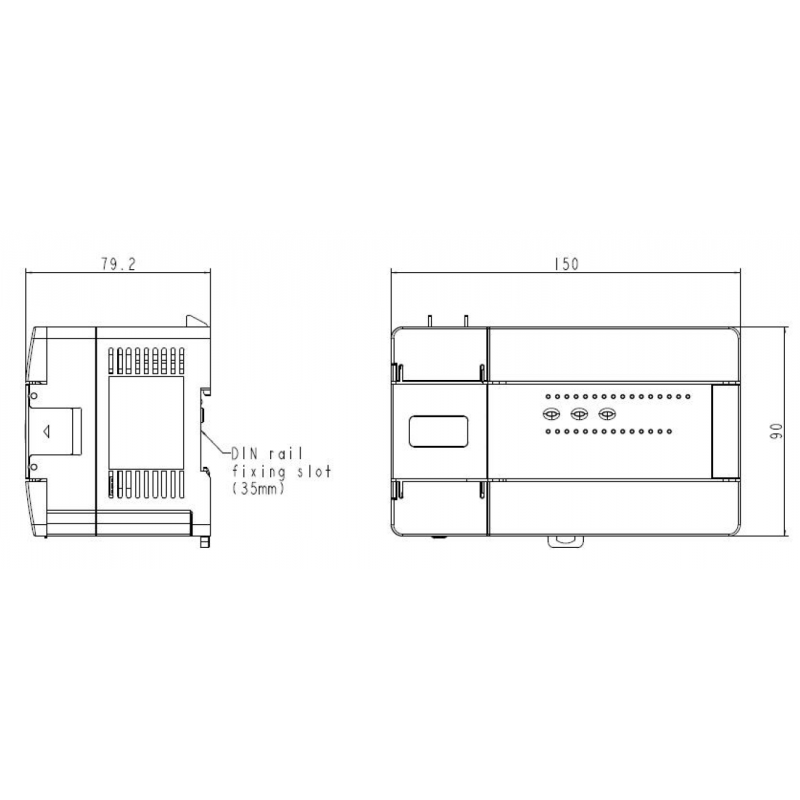 MC100-1616BRA1 - Процессорный модуль MC100, 16DI/16DO (Relay), 85-264V AC, RS-232 и RS-485/232, Megmeet 