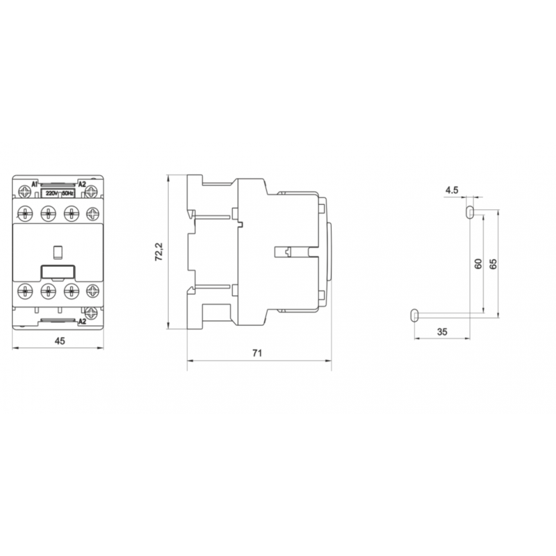VSK 2.5 - Контактор для коммутации конденсаторов до 2.5 кВАр, 230 В, 1 NO, RADE KONCAR