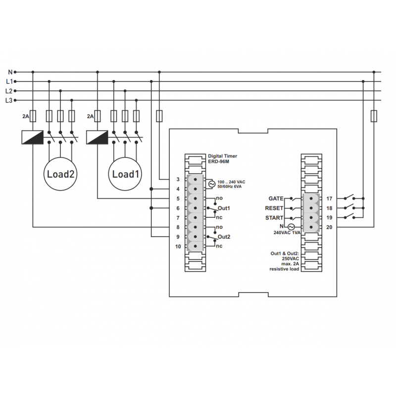 ERD-96M – Многофункциональный таймер, 2 Rel, TENSE
