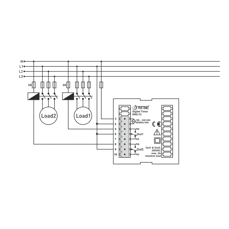 ERD-72– Таймер задержки на вкл/выкл, 5А, 220В АС, 72х72, TENSE