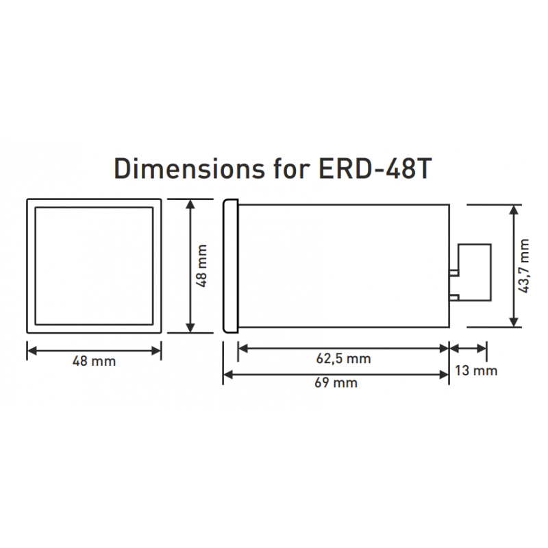 ERD-48T – Таймер задержки на вкл/выкл с тригером, 5А, 220В АС; 24В AC/DC, 48х48, TENSE