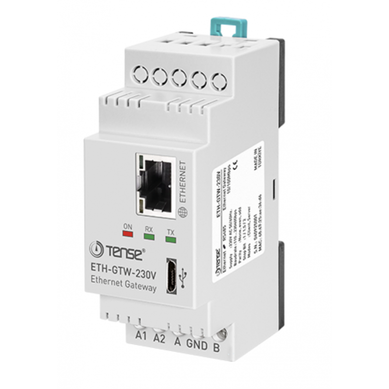 Шлюз RS485 в Ethernet (Modbus RTU / TCP), 230 В AC, Tense (ETH-GTW-230V)