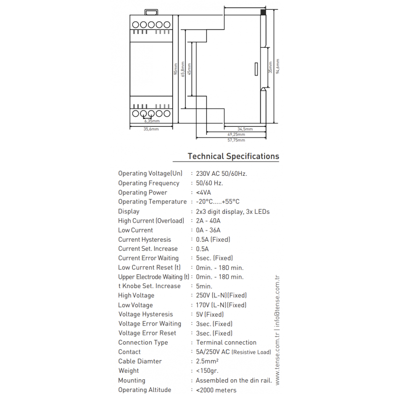Реле управления однофазным насосом MDK-24 (40A) с защитой от сухого хода, Tense