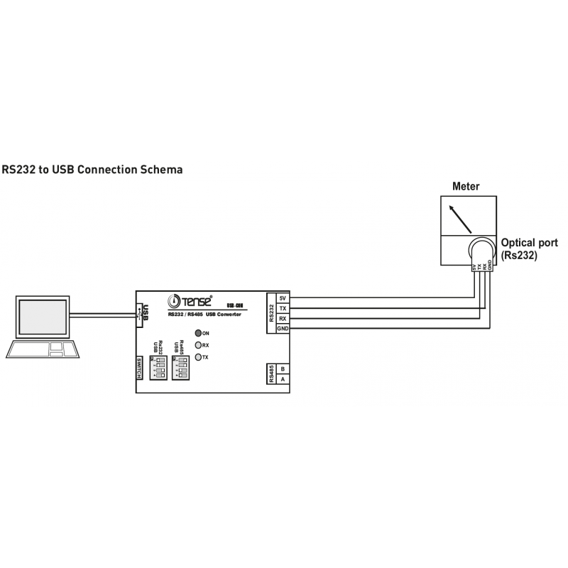 Преобразователь интерфейсов RS232/RS485 – USB, Tense (USB-CON)