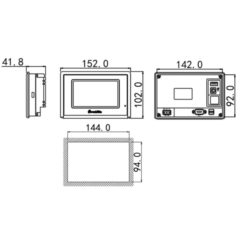 GC-043-16M4AI-C - Панель оператора 4.3' с встроеным PLC, 480×272, 128МБ, RS485, USB, Samkoon