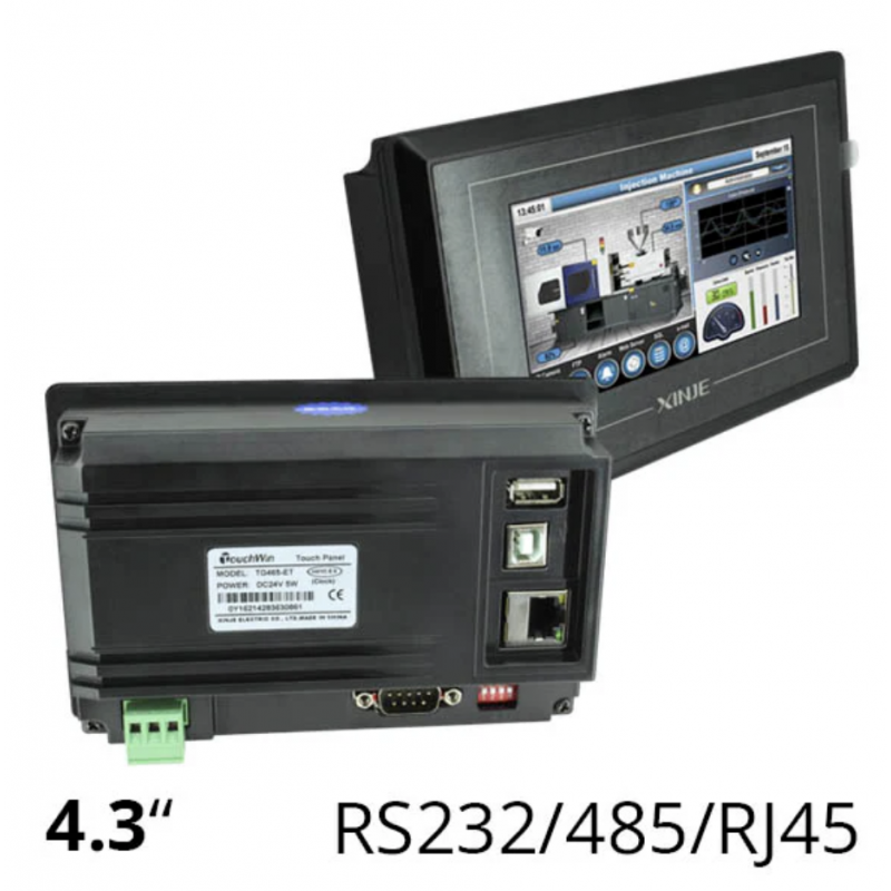 TG465-ET - Панель оператора 4.3', 480×272, RS-232/485, USB-B. Ethernet, Touchwin
