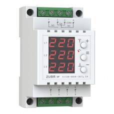 ZUBR 3F - Трехфазное реле контроля напряжения + асиметрия 5 А, 100-420 В АС, + Термозащита, ZUBR