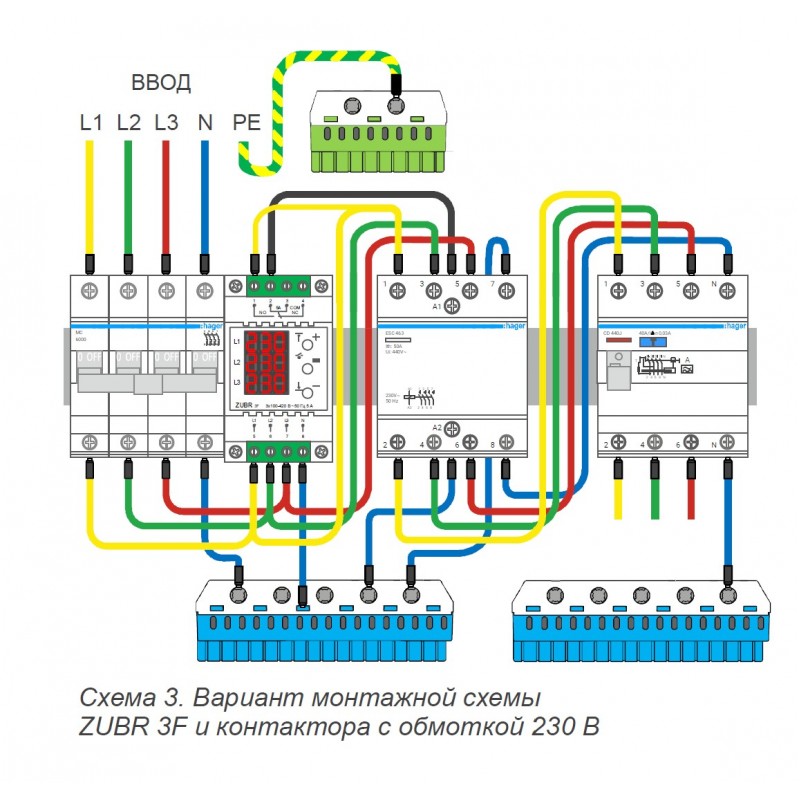ZUBR 3F - Трехфазное реле контроля напряжения + асиметрия 5 А, 100-420 В АС, + Термозащита, ZUBR