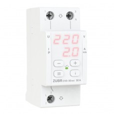 ZUBR CV2-32 red - Однофазное реле контроля напряжения и тока 32 А, 120-280 В АС, + термозащита, ZUBR