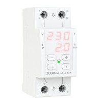 ZUBR CV2-63 red - Однофазное реле контроля напряжения и тока 63 А, 120-280 В АС, + термозащита, ZUBR