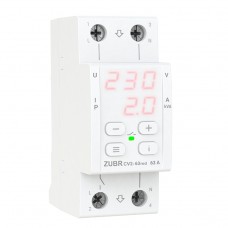 ZUBR CV2-63 red - Однофазное реле контроля напряжения и тока 63 А, 120-280 В АС, + термозащита, ZUBR