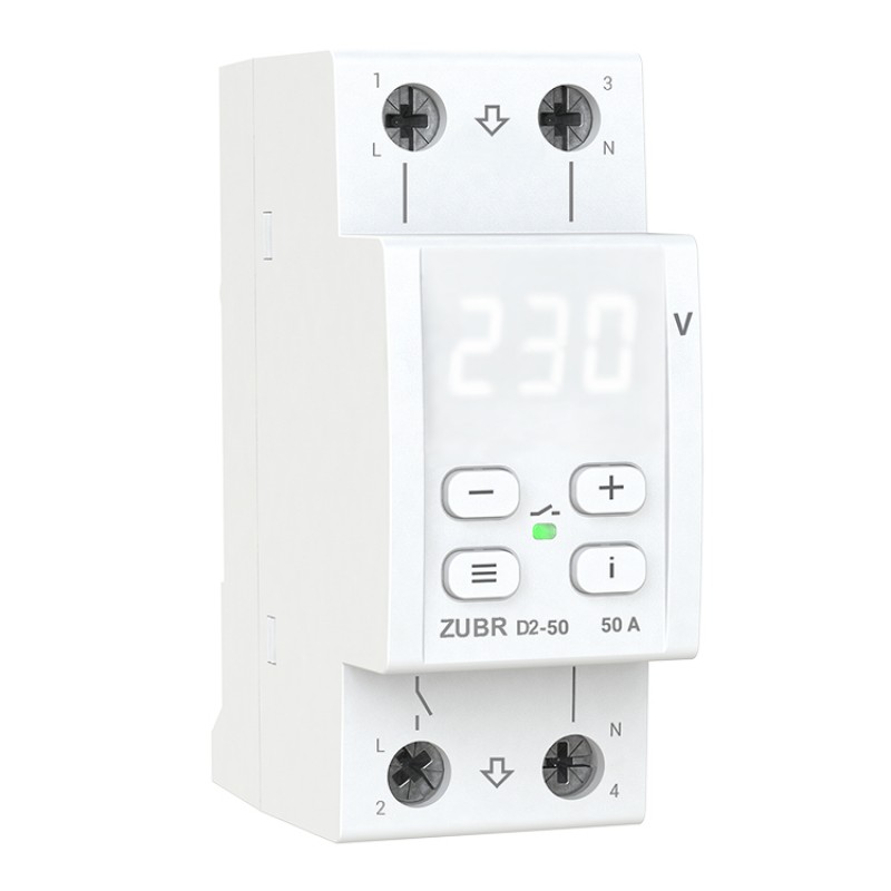 ZUBR D2-50 - Однофазное реле контроля напряжения 50  А, 120-280 В АС, + термозащита, ZUBR