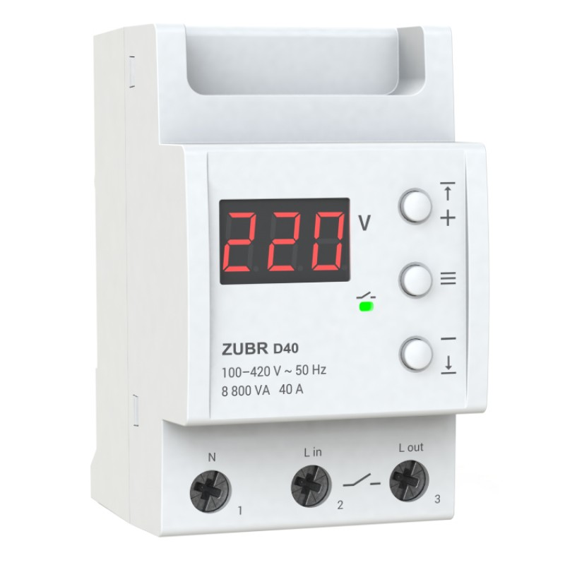 ZUBR D40 - Однофазное реле контроля напряжения 40 А, 120-280 В АС, ZUBR