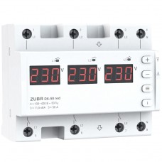 ZUBR D6-50 red - Трехфазное реле контроля напряжения + асиметрия 50 А, 100-420 В АС, + Термозащита, ZUBR