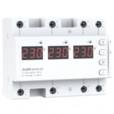 ZUBR D6-63 red - Трехфазное реле контроля напряжения + асиметрия 63 А, 100-420 В АС, + Термозащита, ZUBR