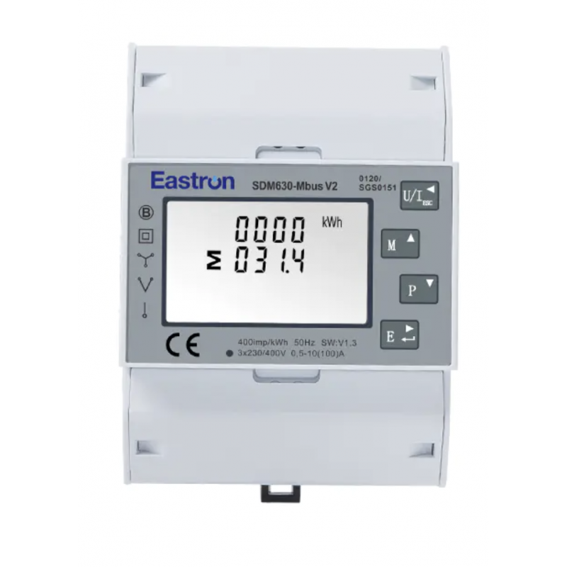 SDM630-Mbus V2 – Трехфазный анализатор сети 100 А, класс 1, RS485 Mbus, Eastron