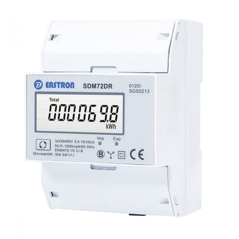 SDM72DR – Трехфазный счетчик активной энергии 100 А, класс 1, без RS485, Eastron SDM72DR – Трехфазный счетчик активной энергии 100 А, класс 1, без RS485, Eastron