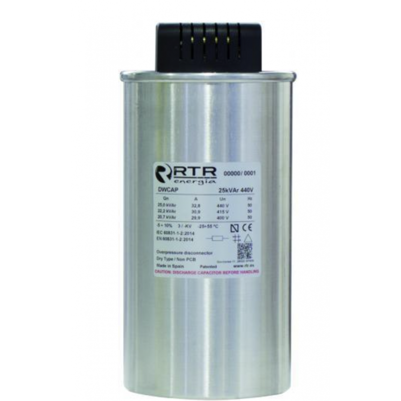 Конденсаторная банка DW, 12.5 кВАр, 440 В, с разрядным модулем, RTR Energia (D4401255TER7RCT)