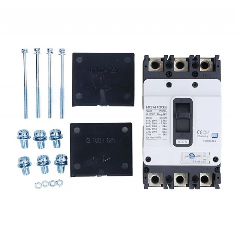 Автоматический выключатель MCCB HGM, 3P In-100 А, Icu-16 кА, термомагнитный (In-0.8...1) x In, HYUNDAI ELECTRIC