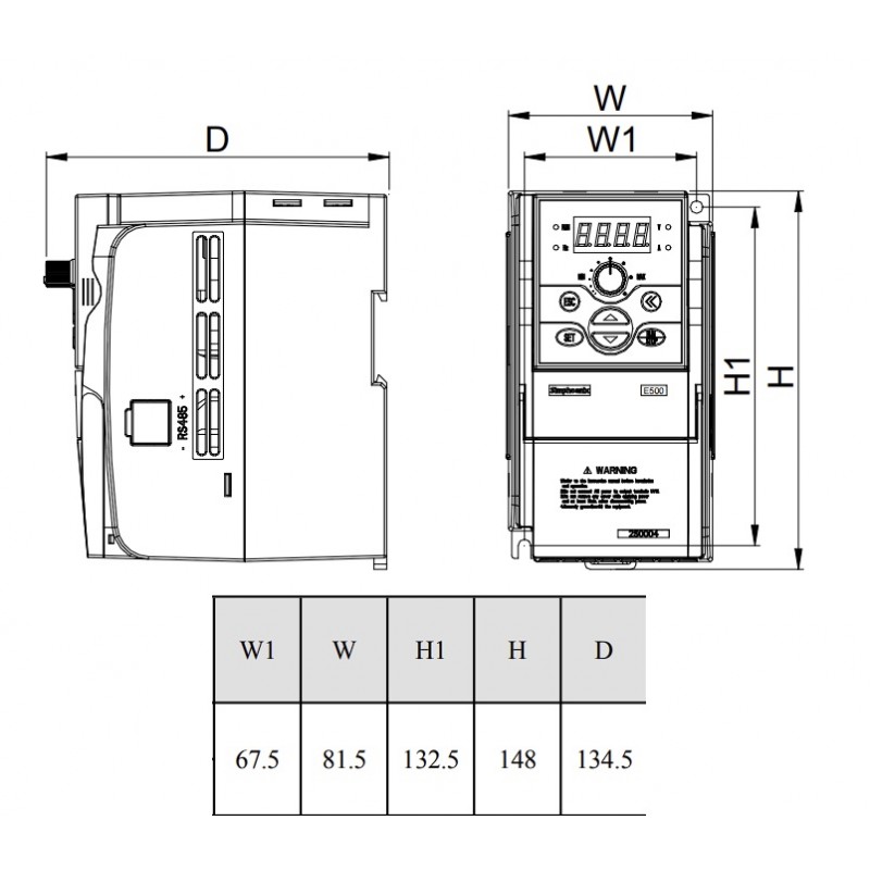 (E500-2S0004B) Преобразователь частоты SIMPHOENIX E500, P=0.4 кВт, Uвх=1Фх220В/Uвых=3Фх220В