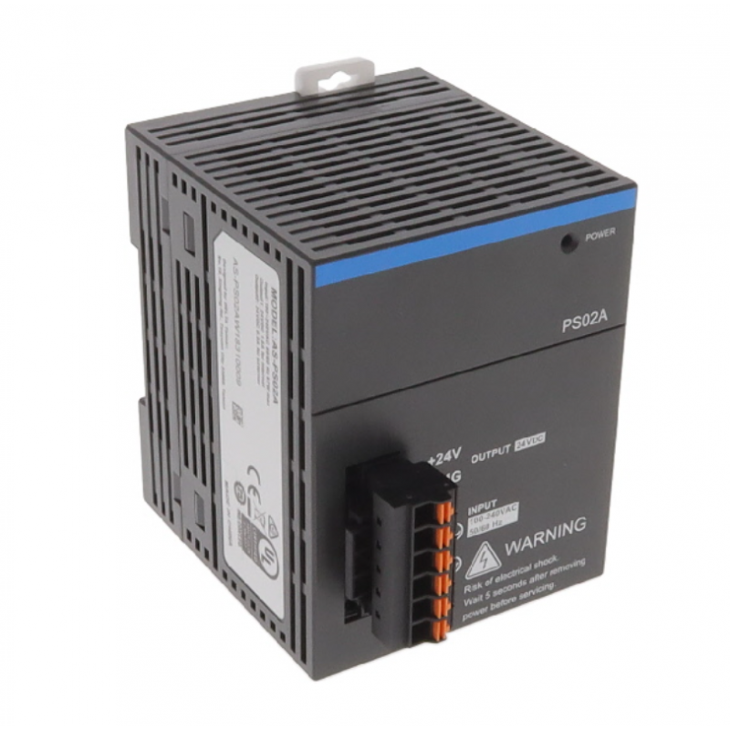 AS-PS02A - Модуль источника питания 48 Вт для процессора AS, вход 220V AC, выход 24V DC на внутреннюю шину ЦПУ AS + вывод 24 VDC 500 мА, Delta
