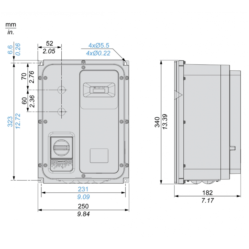 ATV320U07M2WS - Частотный преобразователь 0.75 кВт, 1Ф/220В→3Ф/220В, серия Altivar 320, IP65, Schneider Electric