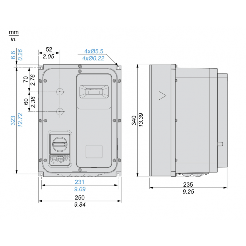 ATV320U15M2W - Частотный преобразователь 1.5 кВт, 1Ф/220В→3Ф/220В, серия Altivar 320, IP66, Schneider Electric