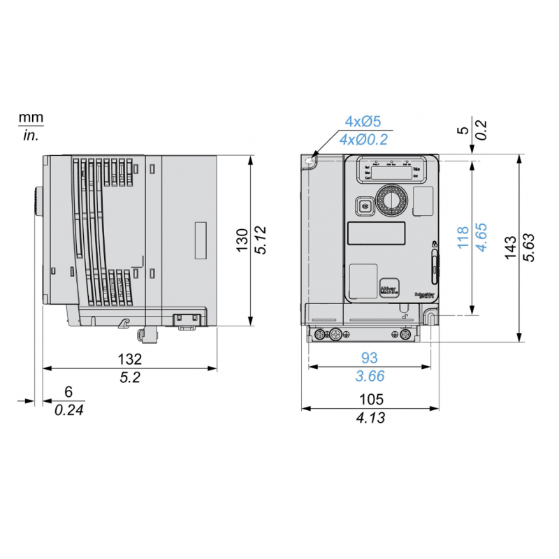 Частотный преобразователь 2.2 кВт, 3Ф/220В→3Ф/220В, серия Altivar 320, Schneider Electric (ATV320U22M3C)