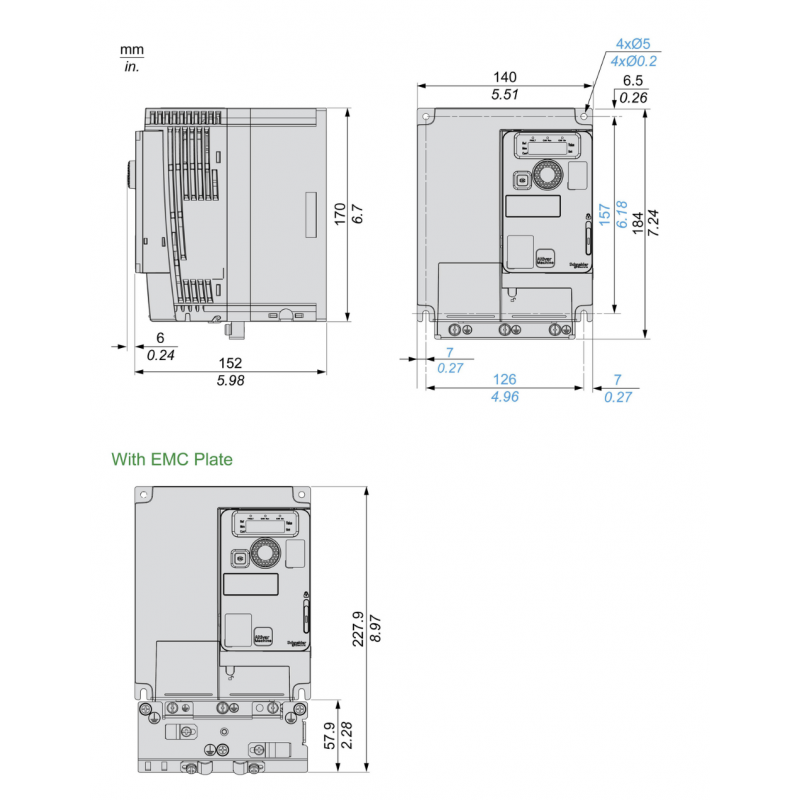 ATV320U22S6C - Частотный преобразователь 2.2 кВт, 3Ф/600В, серия Altivar 320, Schneider Electric