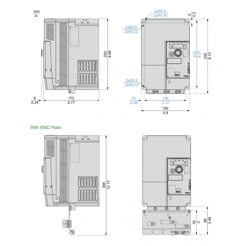 ATV320U55M3C - Частотный преобразователь 5.5 кВт, 3Ф/220В→3Ф/220В, серия Altivar 320, Schneider Electric