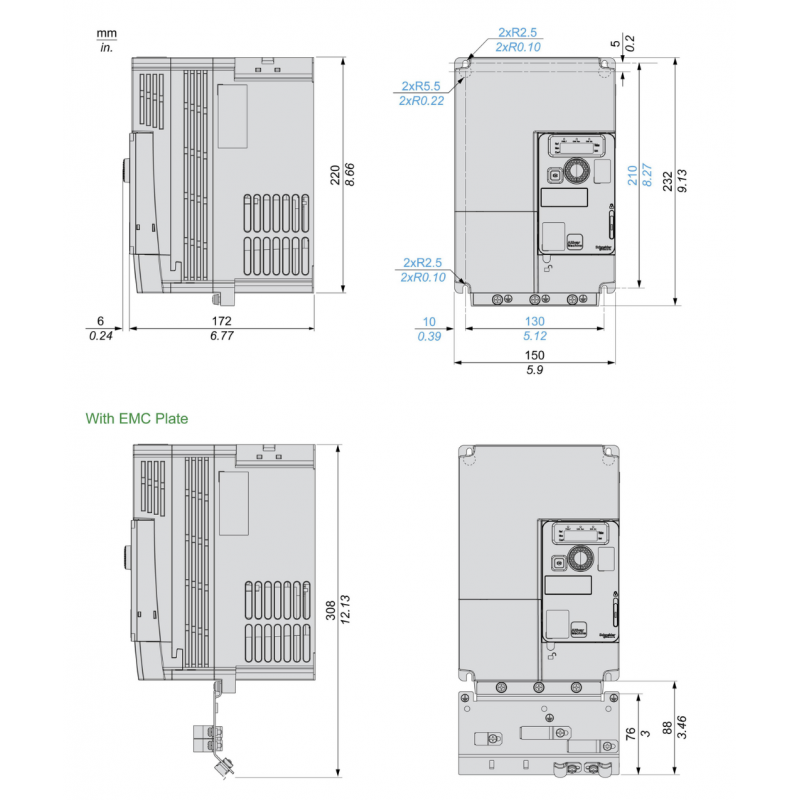 ATV320U75S6C - Частотный преобразователь 7.5 кВт, 3Ф/600В, серия Altivar 320, Schneider Electric