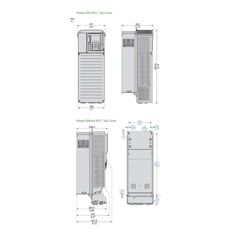 ATV630D11M3 - Частотный преобразователь 11 кВт, 3Ф/220В→3Ф/220В, серия Altivar 630, Schneider Electric