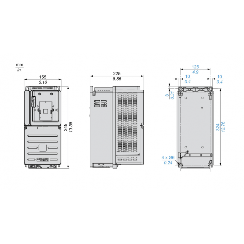 ATV630U75N4Z - Частотный преобразователь 7.5 кВт, 3Ф/380В, серия Altivar 630, Schneider Electric