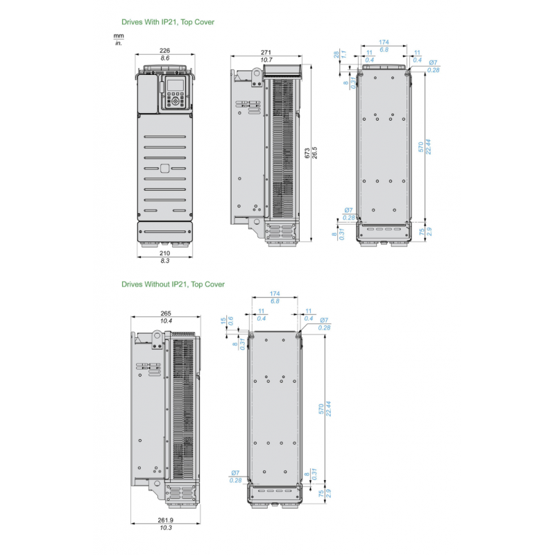 ATV630D18M3 - Частотный преобразователь 18.5 кВт, 3Ф/220В→3Ф/220В, серия Altivar 630, Schneider Electric