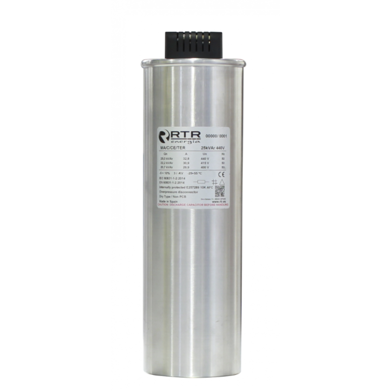 C4400255TER0000 - Конденсаторная банка MA/C/CE, 2.5 кВАр, 440 В, с разрядным модулем, RTR Energia C4400255TER0000 - Конденсаторная банка MA/C/CE, 2.5 кВАр, 440 В, с разрядным модулем, RTR Energia