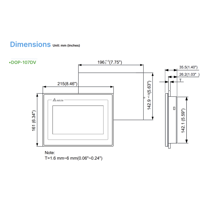 DOP-107DV - Панель оператора графическая TFT дисплей 7" (800 x 480), ARM Cortex-A8 800 МГц, flash ROM 256 MB, RAM 256 MB, USB, 2 COM, RTC, Ethernet, Delta
